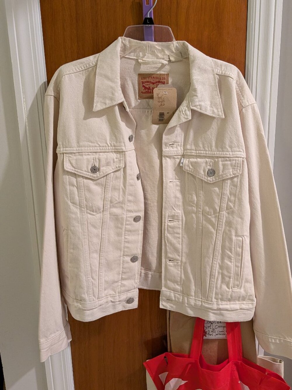 NWT Levi's White Denim Trucker Jacket XL Waterless